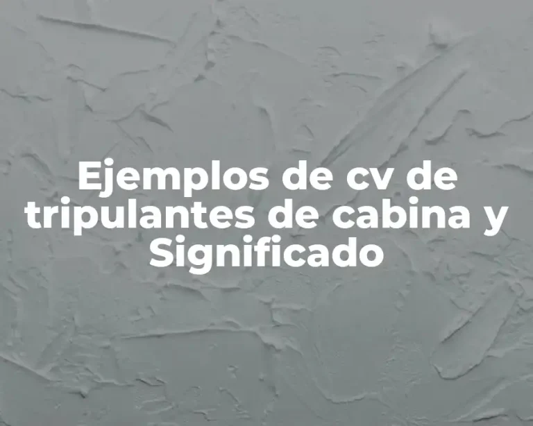 Ejemplos de cv de tripulantes de cabina y Significado