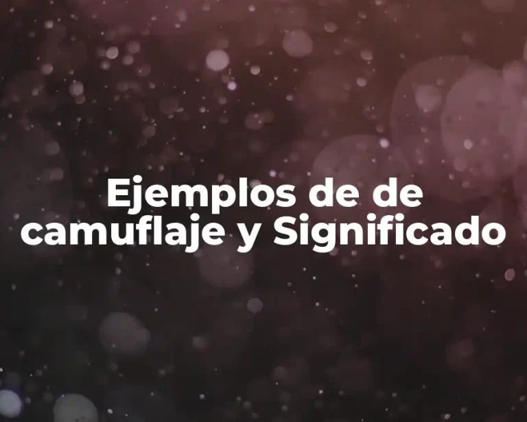 Ejemplos de de camuflaje y Significado