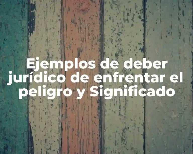 Ejemplos de deber jurídico de enfrentar el peligro y Significado