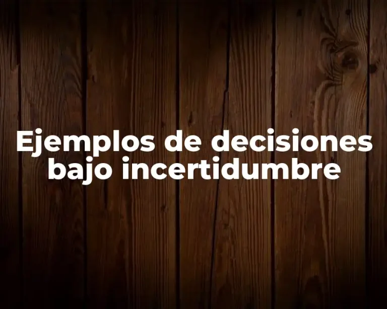 Ejemplos de decisiones bajo incertidumbre