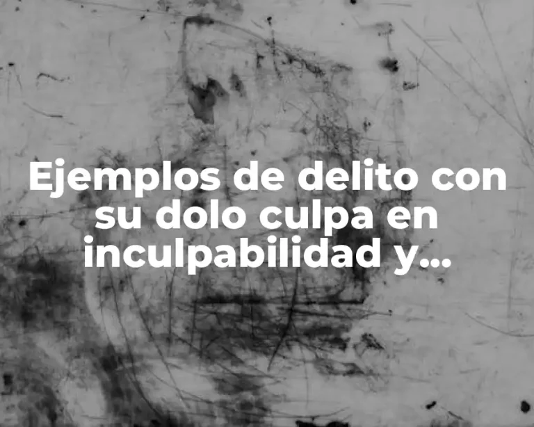 Ejemplos de delito con su dolo culpa en inculpabilidad y Significado