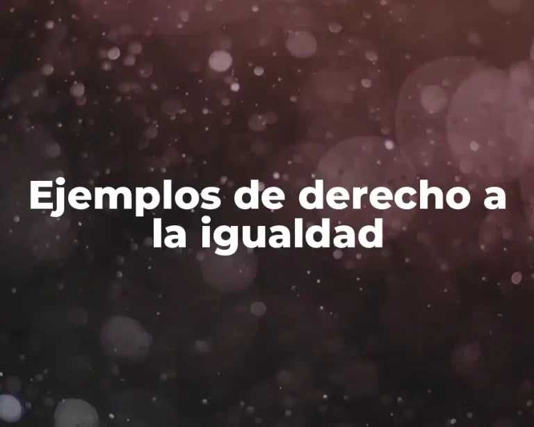 Ejemplos de derecho a la igualdad