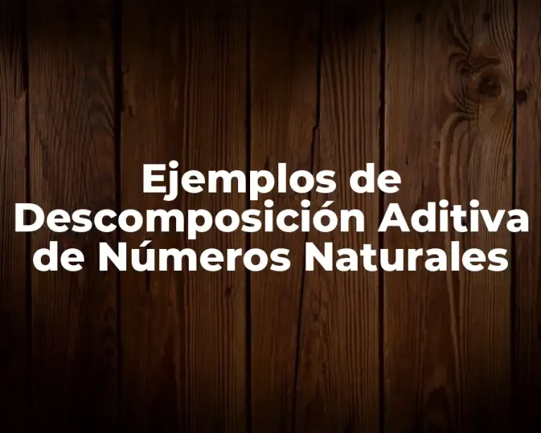 Ejemplos de Descomposición Aditiva de Números Naturales