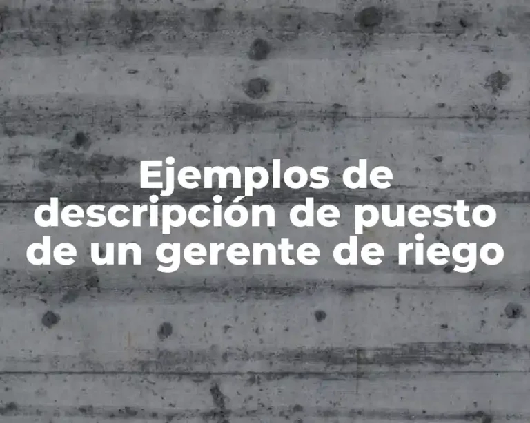 Ejemplos de descripción de puesto de un gerente de riego