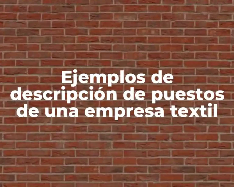 Ejemplos de descripción de puestos de una empresa textil