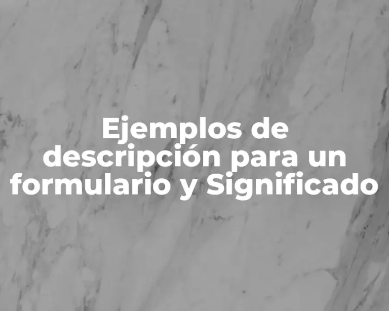 Ejemplos de descripción para un formulario y Significado