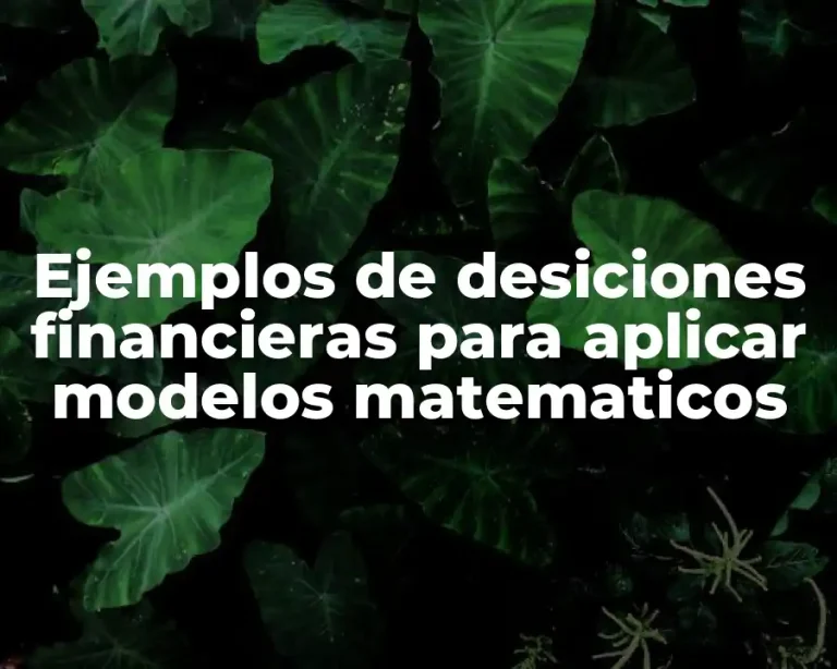 Ejemplos de desiciones financieras para aplicar modelos matematicos
