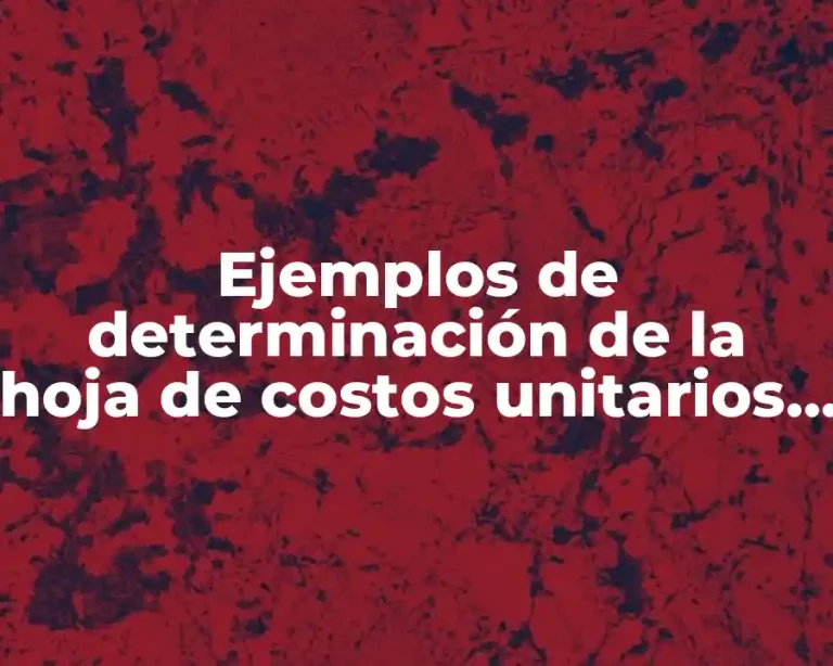 Ejemplos de determinación de la hoja de costos unitarios estimados