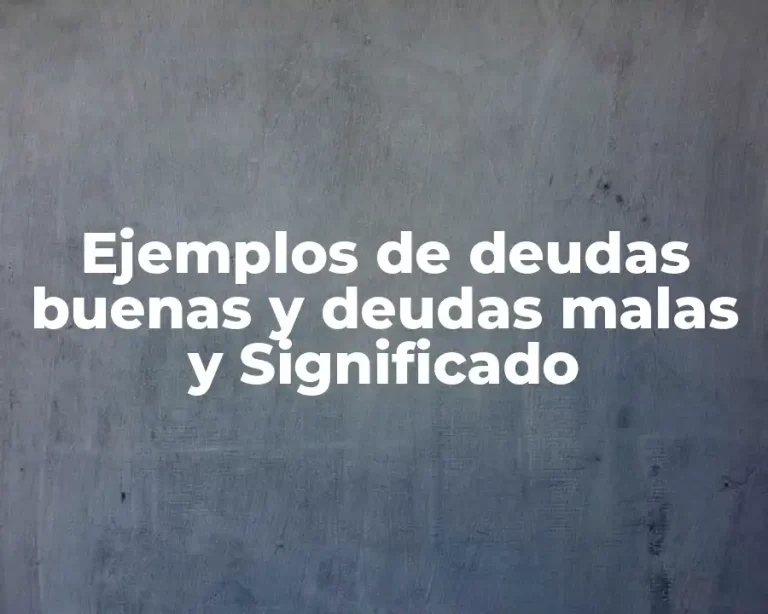 Ejemplos de deudas buenas y deudas malas y Significado