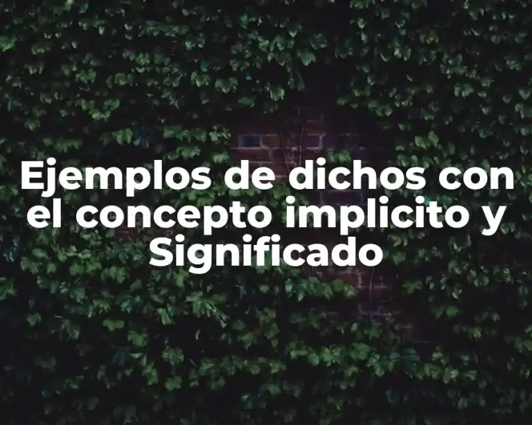 Ejemplos de dichos con el concepto implicito y Significado