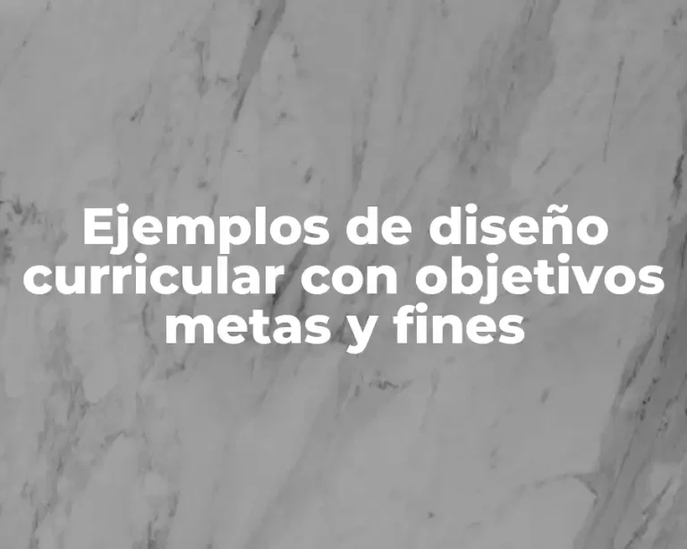 Ejemplos de diseño curricular con objetivos metas y fines