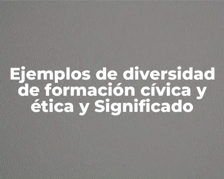Ejemplos de diversidad de formación cívica y ética y Significado