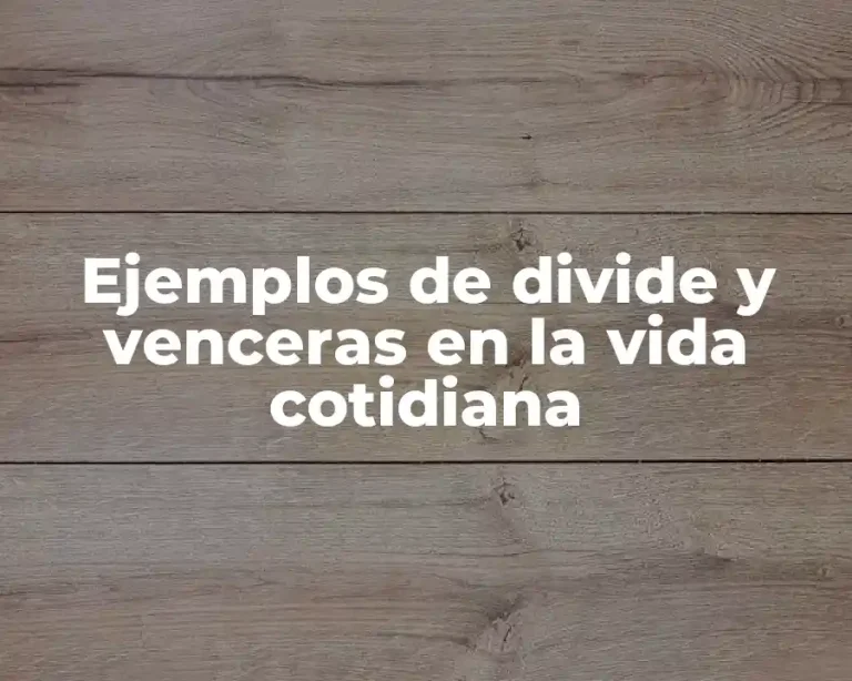 Ejemplos de divide y venceras en la vida cotidiana