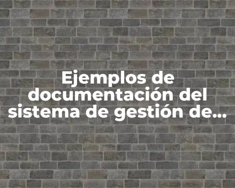 Ejemplos de documentación del sistema de gestión de calidad