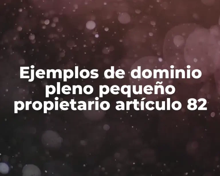Ejemplos de dominio pleno pequeño propietario artículo 82