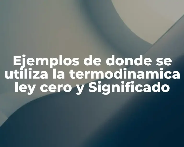 Ejemplos de donde se utiliza la termodinamica ley cero y Significado