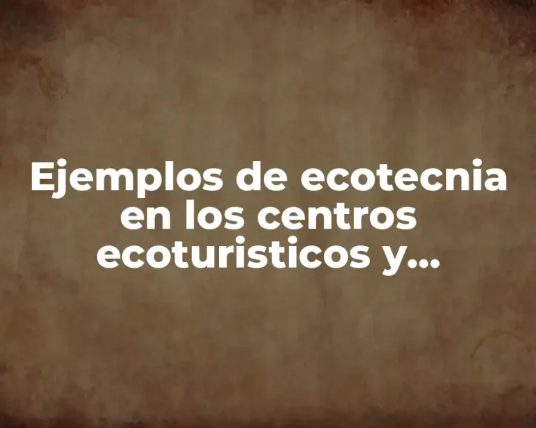 Ejemplos de ecotecnia en los centros ecoturisticos y Significado