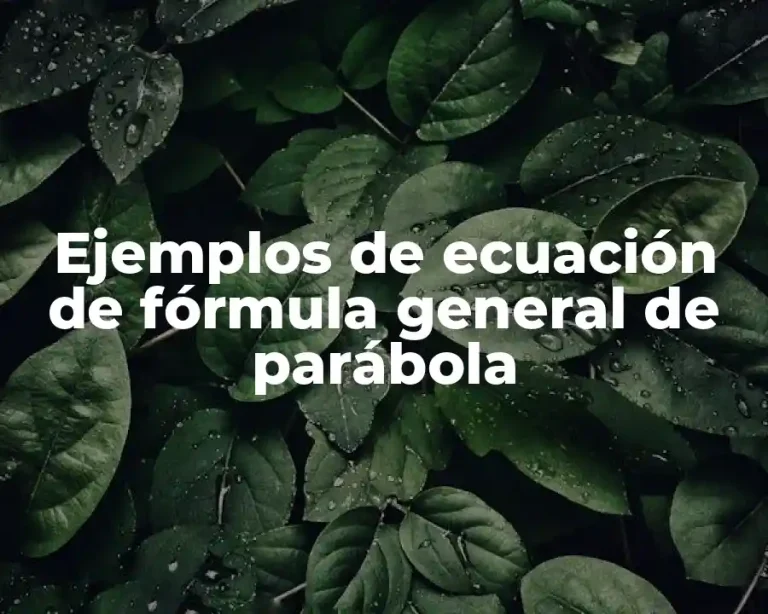 Ejemplos de ecuación de fórmula general de parábola