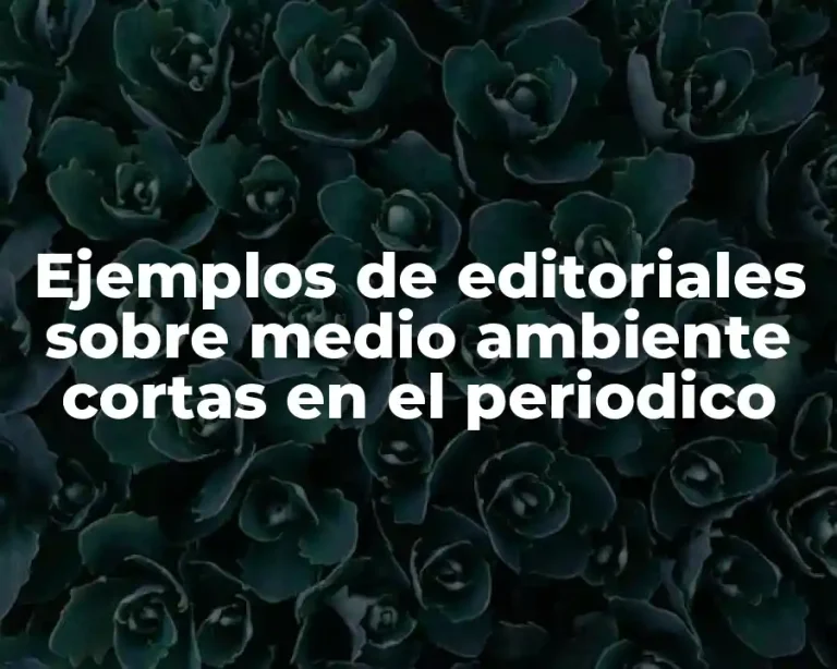 Ejemplos de editoriales sobre medio ambiente cortas en el periodico