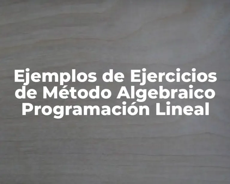 Ejemplos de Ejercicios de Método Algebraico Programación Lineal