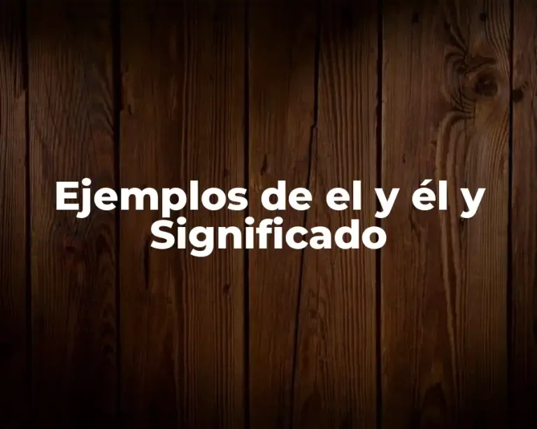 Ejemplos de el y él y Significado