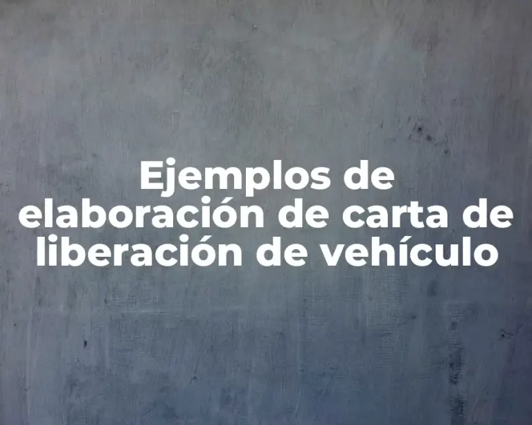 Ejemplos de elaboración de carta de liberación de vehículo