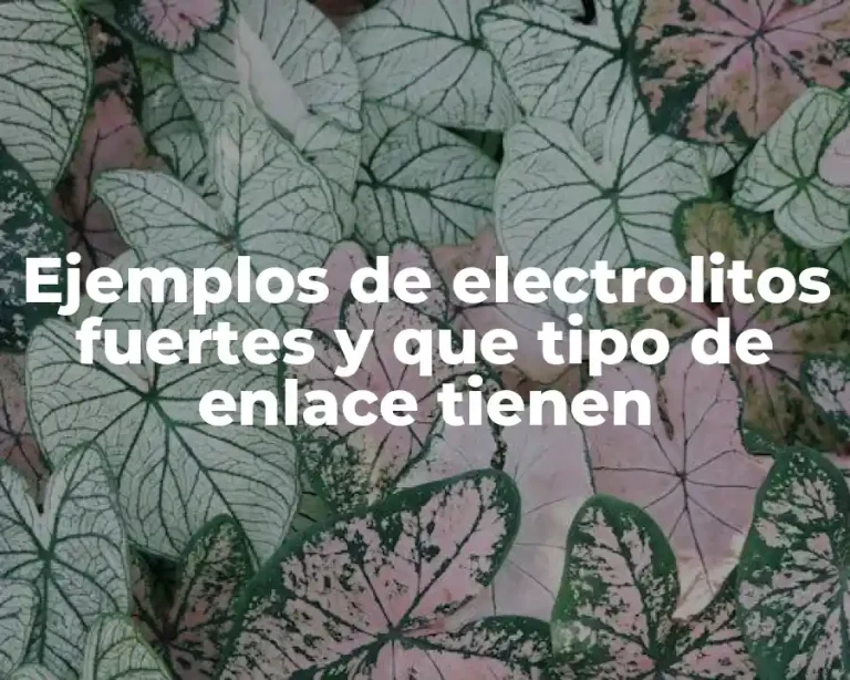Ejemplos de electrolitos fuertes y que tipo de enlace tienen