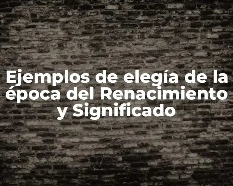 Ejemplos de elegía de la época del Renacimiento y Significado