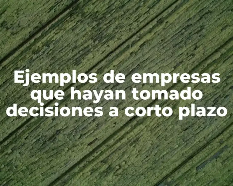 Ejemplos de empresas que hayan tomado decisiones a corto plazo