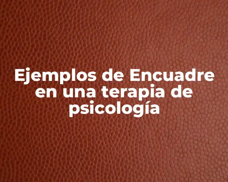 Ejemplos de Encuadre en una terapia de psicología