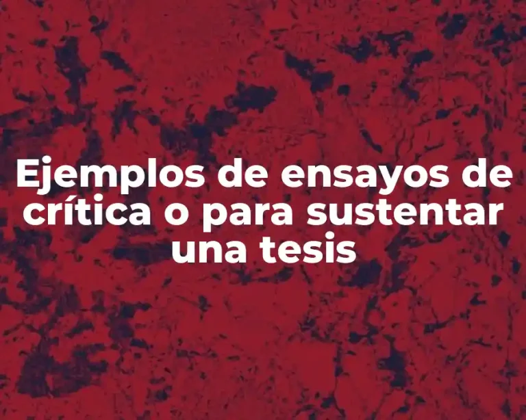 Ejemplos de ensayos de crítica o para sustentar una tesis