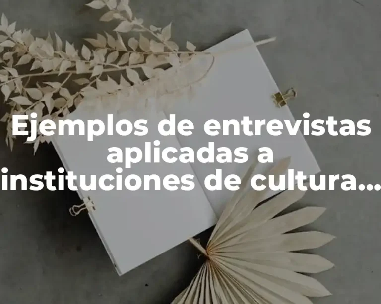 Ejemplos de entrevistas aplicadas a instituciones de cultura y Significado