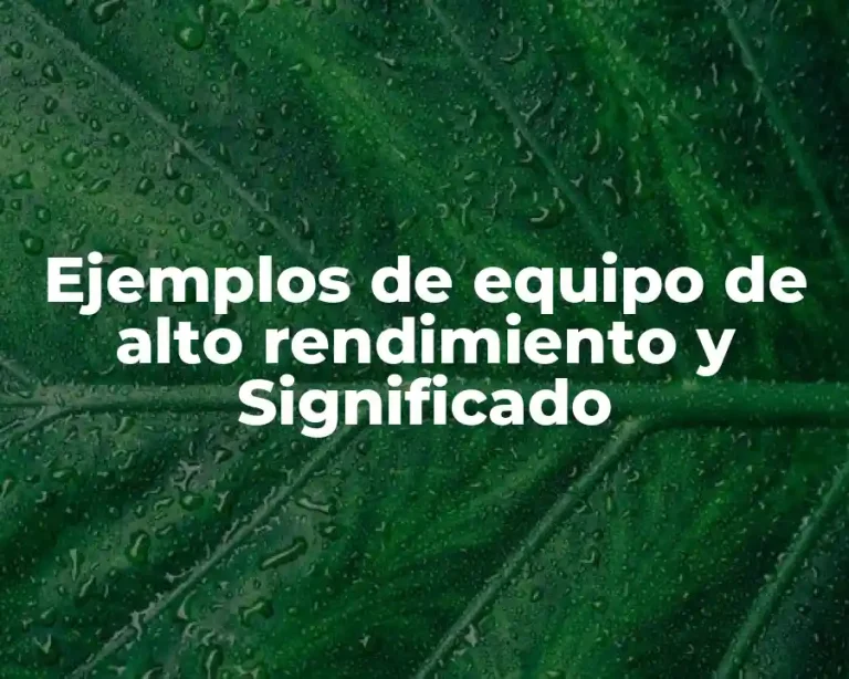 Ejemplos de equipo de alto rendimiento y Significado