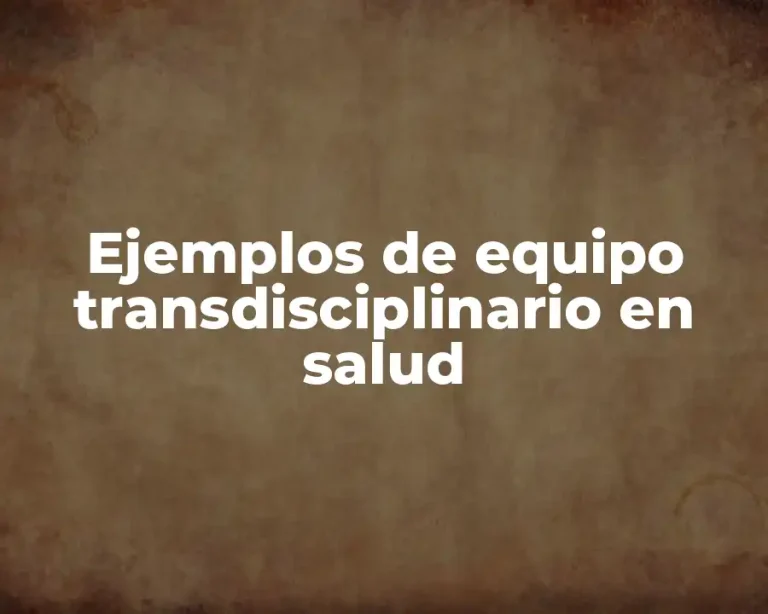 Ejemplos de equipo transdisciplinario en salud