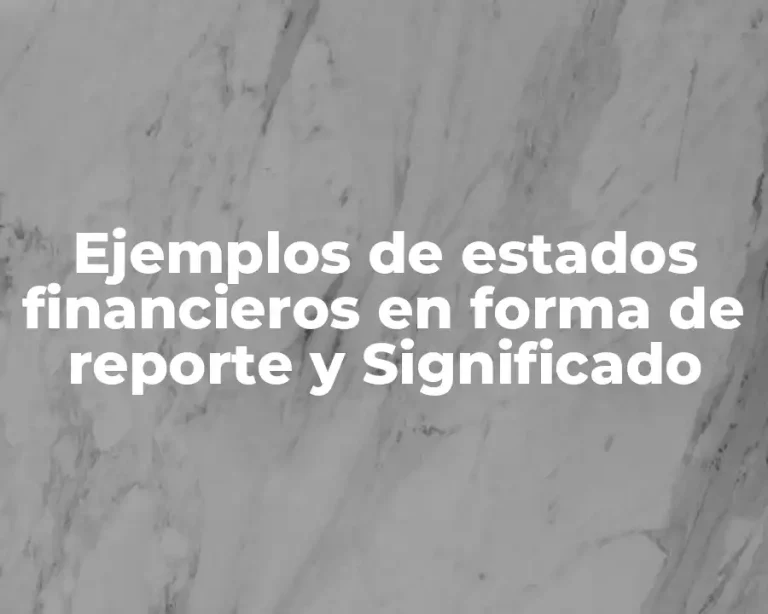 Ejemplos de estados financieros en forma de reporte y Significado