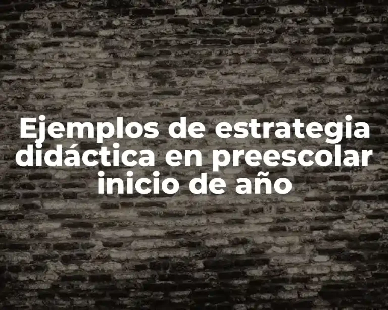 Ejemplos de estrategia didáctica en preescolar inicio de año