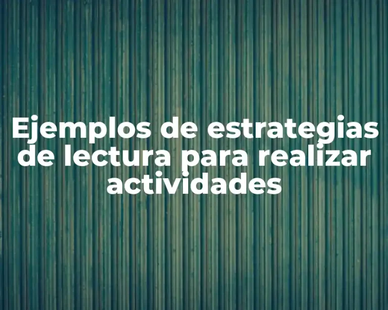 Ejemplos de estrategias de lectura para realizar actividades