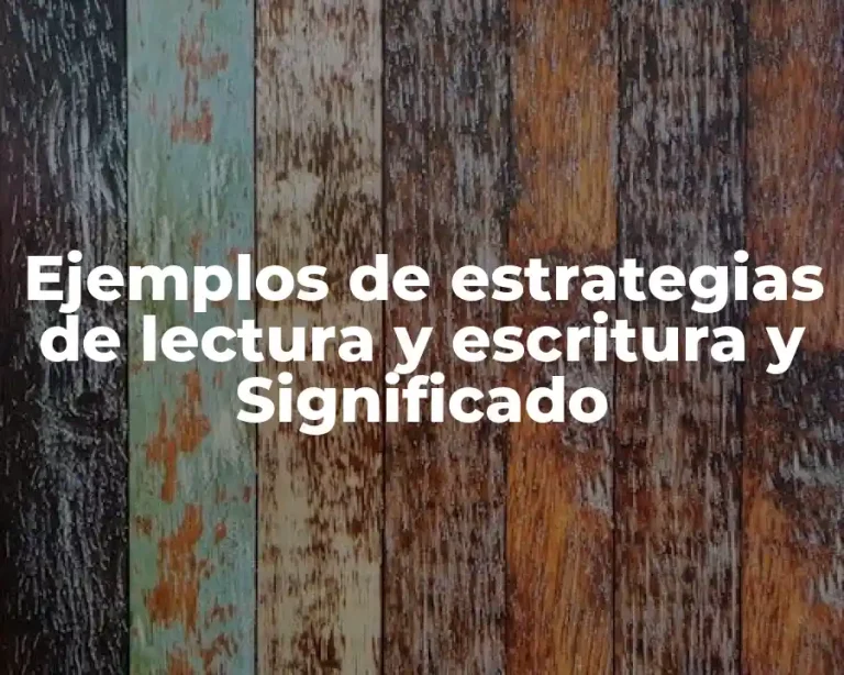 Ejemplos de estrategias de lectura y escritura y Significado