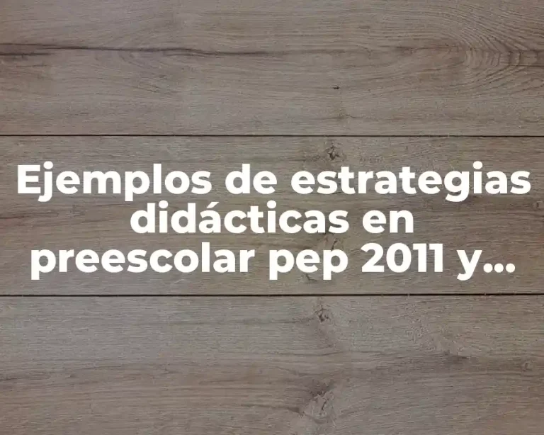 Ejemplos de estrategias didácticas en preescolar pep 2011 y Significado