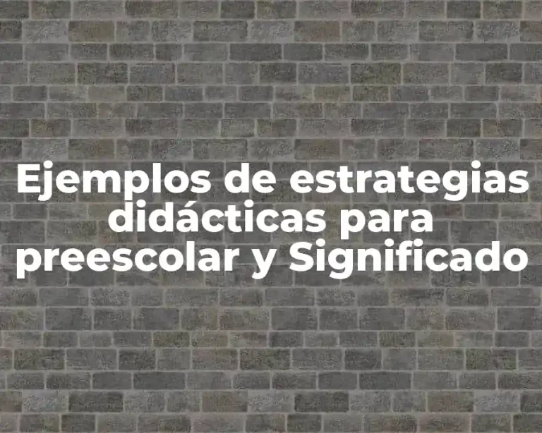 Ejemplos de estrategias didácticas para preescolar y Significado