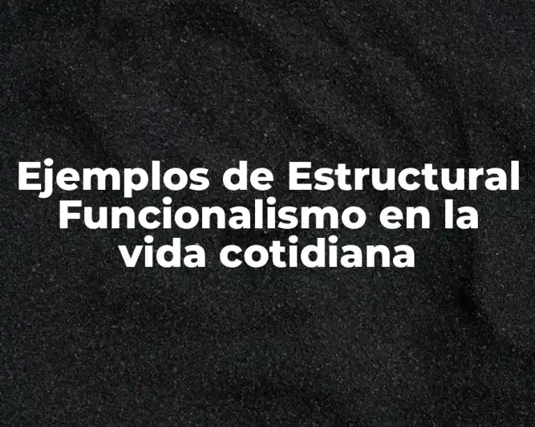 Ejemplos de Estructural Funcionalismo en la vida cotidiana