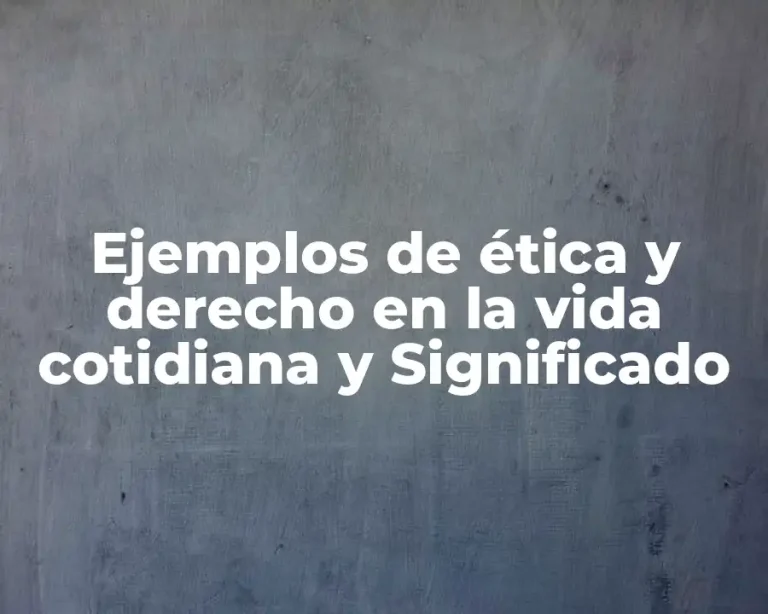 Ejemplos de ética y derecho en la vida cotidiana y Significado