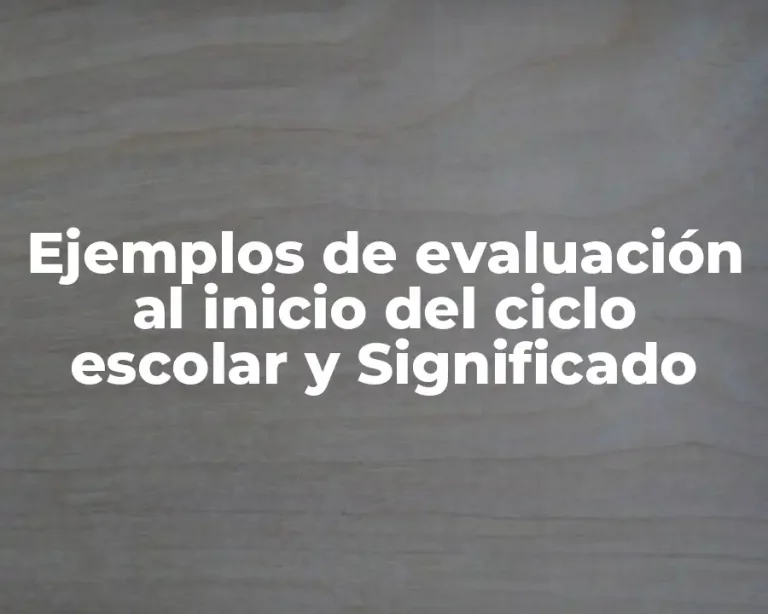 Ejemplos de evaluación al inicio del ciclo escolar y Significado