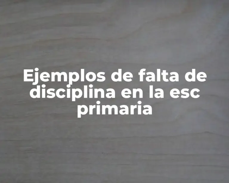 Ejemplos de falta de disciplina en la esc primaria
