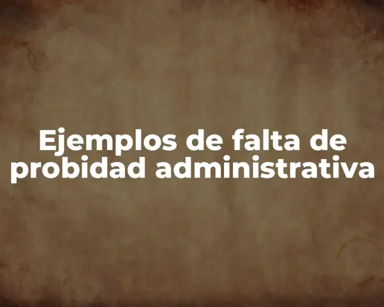 Ejemplos de falta de probidad administrativa