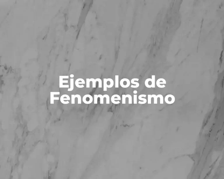 Ejemplos de Fenomenismo