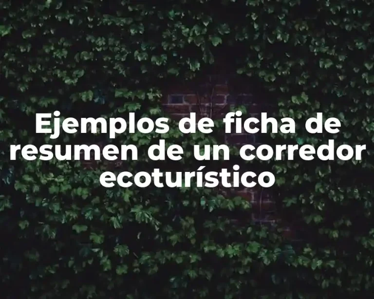 Ejemplos de ficha de resumen de un corredor ecoturístico