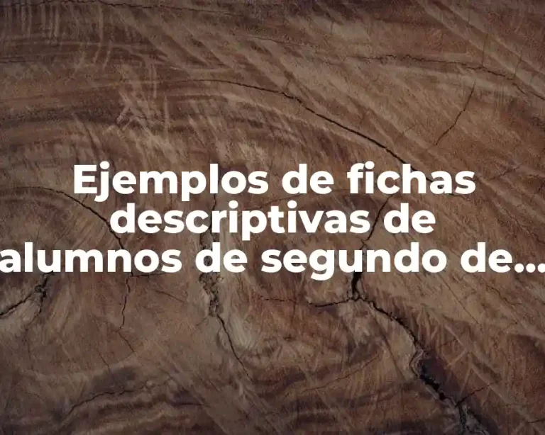 Ejemplos de fichas descriptivas de alumnos de segundo de primaria y Significado