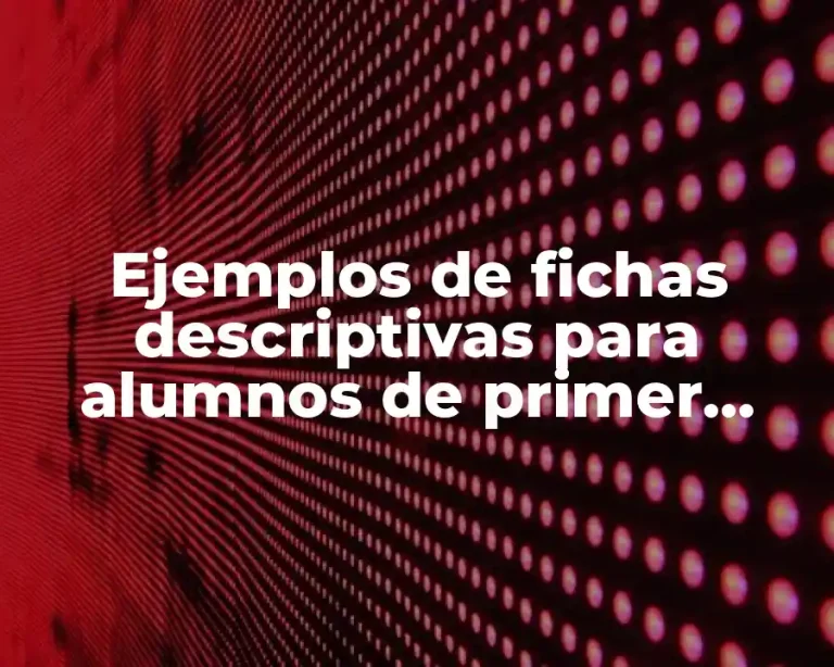 Ejemplos de fichas descriptivas para alumnos de primer grado y Significado