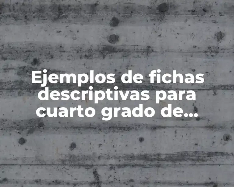 Ejemplos de fichas descriptivas para cuarto grado de primaria